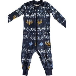 Hanna Anderson Happy Hanukkah Footie Pajamas 12-18 Months 75cm Chanukkah Menorah